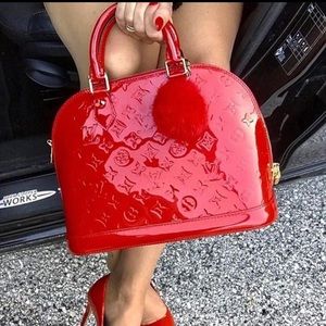 Louis Vuitton monogram vernis Alma pm handbag 👜 rose indian #Ml01034